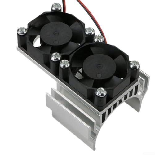 Aluminum RC Motor Heat Sink with Dual 30mm Cooling Fans 1: 10 Cars Compatible Having 540 550 Brushed 3650 3660 Brushless Motors Red(Silver) - color: Silver