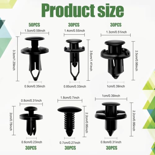 Car Retainer Clips Plastic Fasteners Kit, Car Retainer Clips, Push Bumper Fastener Rivet Clips with 6 Size Auto Body Retainer Clips Bumpers, Universal Plastic Panel Fender Clips (200pcs+Remover) - color: 200pcs+Remover