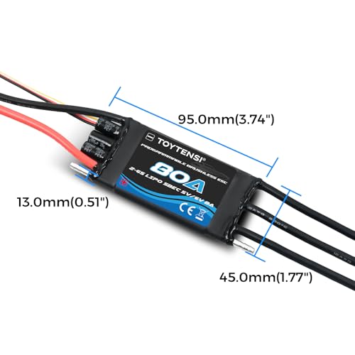 80A 2–6S Water-Cooled Brushless Marine ESC for RC Boat, Boat ESC with XT90 & 4.0mm Bullet Connectors