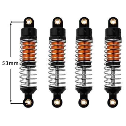 4PCS 53mm/59mm/66mm Aluminum Shocks Absorbers Oil Threaded Damper for 1/18 RC Crawler TRX4M TRX-4M Bronco Defender K10 Upgrade Parts,Silver Color Spring (53mm black-gold) - color: 53mm black-gold