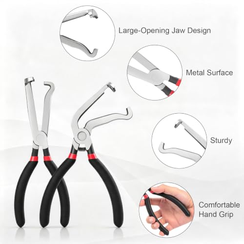 4PCS Premium Electrical Disconnect Pliers | Auto electrical plug connector tool, heavy duty hose clamp pliers with terminal pin removal tool for circuit repair, black