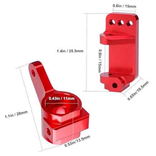 Hobbypark Aluminum Caster Blocks C-Hubs & Steering Blocks Knuckles for Traxxas 1/10 2WD Slash, Rustler, Stampede, Nitro Slash, Replace 3632 3736 (Red) - color: Red