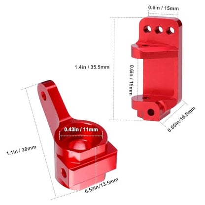 Hobbypark Aluminum Caster Blocks C-Hubs & Steering Blocks Knuckles for Traxxas 1/10 2WD Slash, Rustler, Stampede, Nitro Slash, Replace 3632 3736 (Red) - color: Red