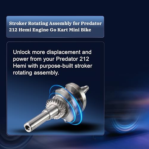 55mm Stroker Crankshaft 3.308" Billet Aluminum Connecting Rod 70mm Ceramic Coated Flat-Top Piston Stroker Rotating Assembly For Predator 212cc Hemi Engine Go Kart Mini Bike Silver - color: Silver