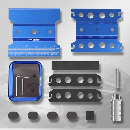 RC Car Stand Aluminum Repair Workstation with 360 Degree Rotation, Lift & Lower Function Screw Tray for 1/8 1/10 1/12 1/16 Scale RC Models Compatible with RC Crawler Monster Truck Buggy (Blue) - color: Blue