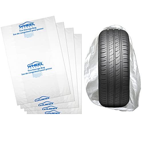 WHEEL CONNECT Tire Storage Bags. Made of Polyethylene LDPE Plastic, Extra-Large 44”X48”H, White, Pack of 4pcs. X-Large. - color: X-Large-Pack of 4pcs