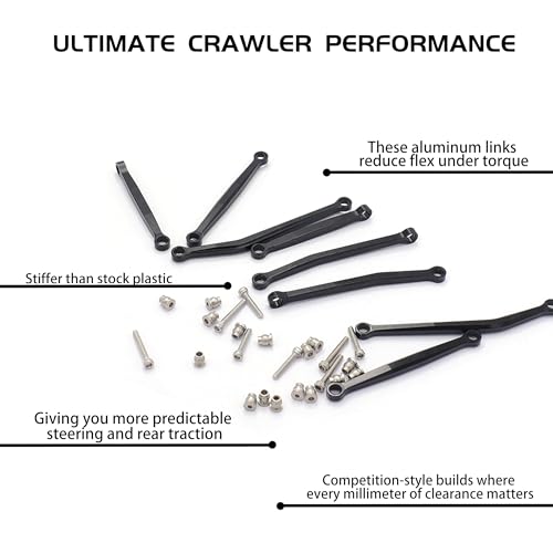 High Clearance Chassis Links & Steering Links Set & Skid Plate for SCX30 | Upgrade Parts for RC Car 4X4 RTR Brushed Rock Crawler,Precision Machining,High-strength Aluminum Alloy