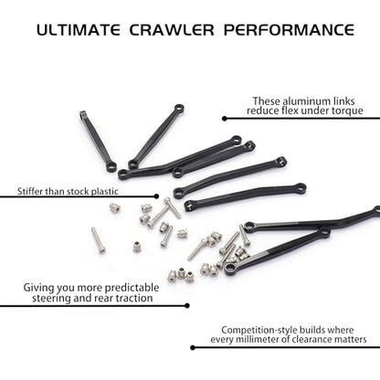 High Clearance Chassis Links & Steering Links Set & Skid Plate for SCX30 | Upgrade Parts for RC Car 4X4 RTR Brushed Rock Crawler,Precision Machining,High-strength Aluminum Alloy