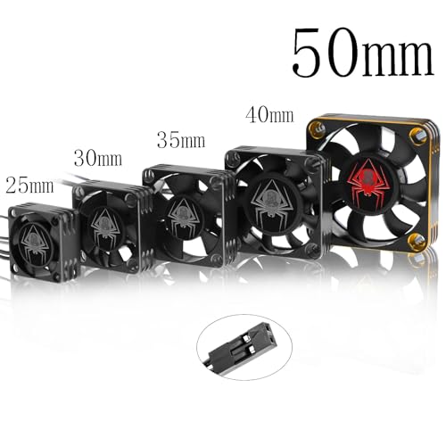 RC Car Metal Motors Cooling Fan 25mm 30mm 35mm 40mm 50mm RC Heatsink 28000RPM ESC Cooling Fans Glod-Black for 1/8 1/10 1/12 Truck Off Road Crawler Car 540 550 Brushless OR Brushed (50mm)