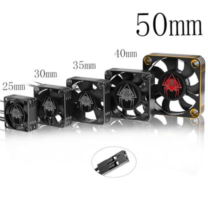 RC Car Metal Motors Cooling Fan 25mm 30mm 35mm 40mm 50mm RC Heatsink 28000RPM ESC Cooling Fans Glod-Black for 1/8 1/10 1/12 Truck Off Road Crawler Car 540 550 Brushless OR Brushed (50mm)