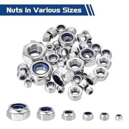 10Pcs Nylon Locking Hex Nuts - [M14 x 2mm], 304 Stainless Steel Hardware Nuts, Silver, for Automotive, Aerospace, Industrial Applications Use - color: Silver, size: M14x2mm