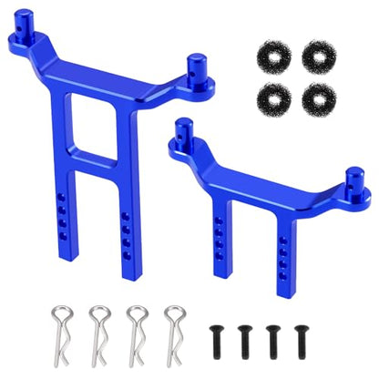 Aluminum Front & Rear Body Posts Mounts Shell Post Fixing Bracket Compatible with 1/18 RC Crawler Car Traxxa LaTrax Teton SST, Replace Parts 7615 (Blue) - color: Blue