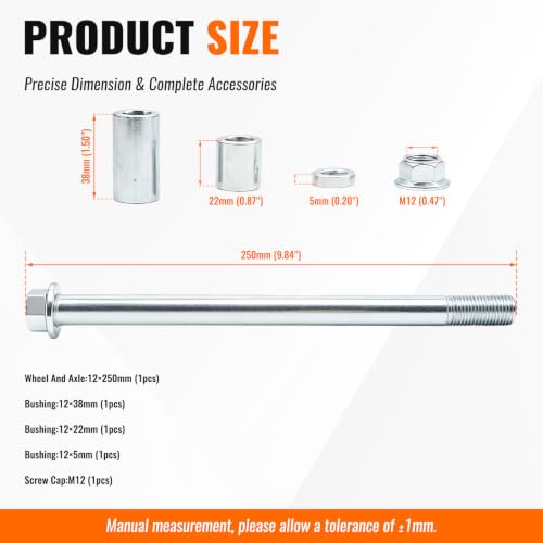 Minho 12mm 250mm Front Rear Axle with Bush 38mm 22mm 5mm Fit for PIT PRO Dirt Bike Scooter QUAD ATV - size: 12-250mm