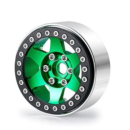4PCS Aluminum 1.9" Beadlock Wheels Rims Upgrades for Axial SCX10 II, SCX10 III, TRX4 1/10th RC Crawler Car Accessories (Green) - color: Green