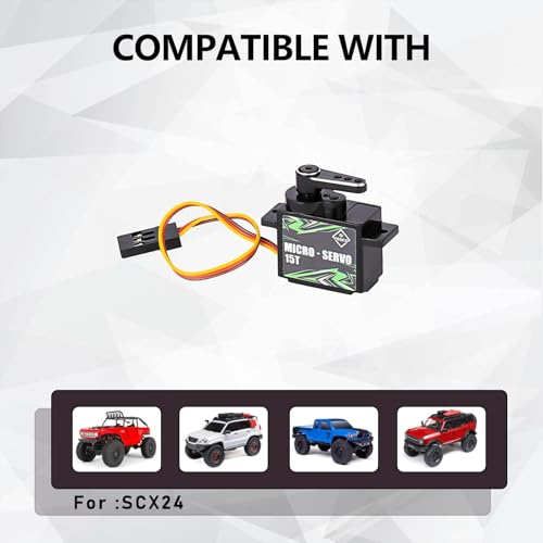 SCX24 Servo Upgrade for Axial SCX24 Bronco C10 Deadbolt Upgrades | 12g Metal Gear Servo with 15T Servo Mount and Steering Link for 1/24 RC Crawler