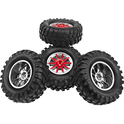 10-Spoke OD96mm Rubber Tires & Plastic Wheels Rim 12mm Hex Hub 1.9" RC Tires Compatible with Axial SCX10 Tamiya CC01 D90 TF2 HSP 1/10 Off-Road Crawler Car
