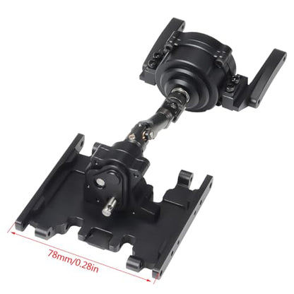 Metal Front Planetary Gearbox Transfer Case Transmission Drive Shaft Skid Plate Set for 1/10 RC Rock Crawler SCX10 II 90046 Chassis Metal Prefixal Gearbox Upgrade (Black) - color: Black