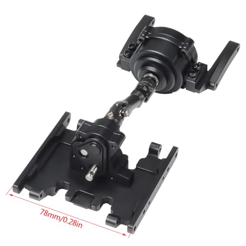 Metal Front Planetary Gearbox Transfer Case Transmission Drive Shaft Skid Plate Set for 1/10 RC Rock Crawler SCX10 II 90046 Chassis Metal Prefixal Gearbox Upgrade (Black) - color: Black