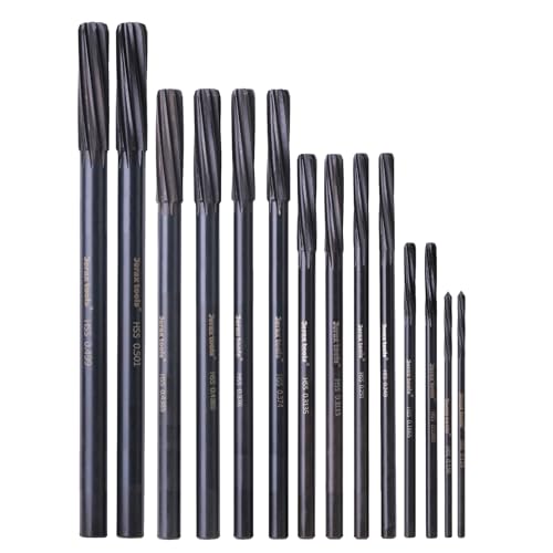 M2 High Speed Steel Premium Chucking Reamer Set, 14 pcs Over and Under Sizes 0.1240'' Thru 0.5010'', Spiral Flute, Enlarge, Smoothing and Finishing Holes - size: 14PCS Kit