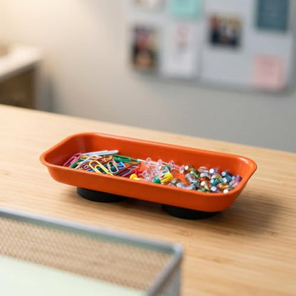 10 Piece Magnetic Parts Trays Set, 2 Sizes Stainless Steel Magnetic Tool Tray for Small Parts, Bolts, Nuts, Pins Tools Organization, 5.9x2.5/3.6x2.4 Inch, Orange