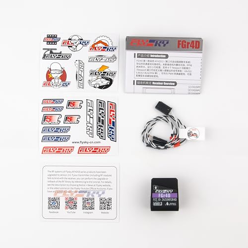 Flysky FGr4D 4CH 2.4GHz AFHDS3 Protocol Waterproof Receiver | Built-in Dual antennas,PPX6 nano waterproof, Compact and light weight design For RC Car Boat