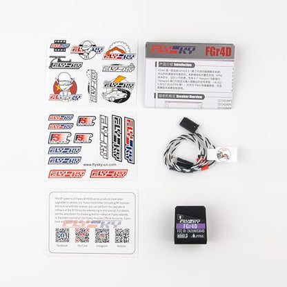 Flysky FGr4D 4CH 2.4GHz AFHDS3 Protocol Waterproof Receiver | Built-in Dual antennas,PPX6 nano waterproof, Compact and light weight design For RC Car Boat