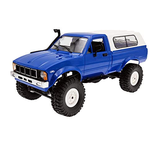 RC Rock Crawler WPL C24 RTR 1/16 Pickup Trucks Blue with LED Lights 2.4Ghz 4x4 Off-Road RC Semi Trucks All Terrain Car, RC Crawler Remote Control Truck for Adults