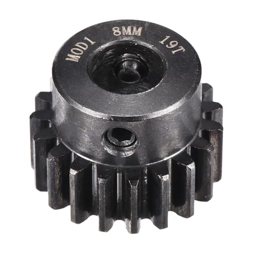 MECCANIXITY 1M 19T 40 Chrome Steel Motor Pinion Gears, 0.83" x 0.8" RC Motor Gears Fits 8mm Shaft Bore for RC Vehicles Truck Drift Remote Control Car Off-Road Crawler Parts, Black - style: 19T