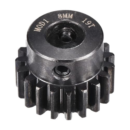 MECCANIXITY 1M 19T 40 Chrome Steel Motor Pinion Gears, 0.83" x 0.8" RC Motor Gears Fits 8mm Shaft Bore for RC Vehicles Truck Drift Remote Control Car Off-Road Crawler Parts, Black - style: 19T