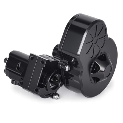 Complete Transmission Cutoff Gearbox with Dig Gear for SCX10 AX10 Wraith | CNC machined Aluminum alloy housing.Direct fit for 1/10 RC Axial SCX10.Upgrade stock gearbox for smoother crawl. - color: Black