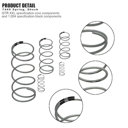 7449 Spring, Shock, White GTR Long .767, Black Rate, 5-Pack