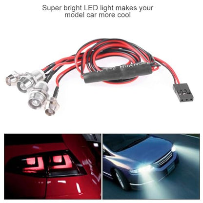 RC Car 4 LED Light Kit, 3-7V DIY Headlight Taillight Light Kit forHSP 1/10 1/8 RC Car Truck