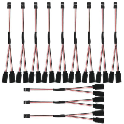 12 Packs Servo Extension Cable Y Splitter 15cm 5.9in 3 Pin Male to 2 Female Harness Wire, RC Servo Connector for Car, Airplane, Helicopter, Receiver, Compatible with Futaba JR Plugs