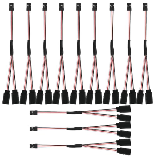 12 Packs Servo Extension Cable Y Splitter 15cm 5.9in 3 Pin Male to 2 Female Harness Wire, RC Servo Connector for Car, Airplane, Helicopter, Receiver, Compatible with Futaba JR Plugs
