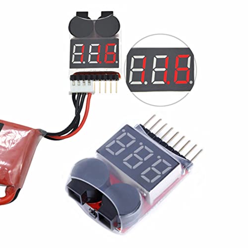 4 PCS 2 in 1 1 8S Lipo Battery Voltage Tester Monitor, Low Voltage Buzzer Alarm RC Battery Checker, Lipo Tester, RC Monitor