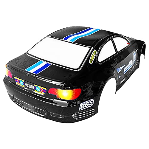 SANTAIZI 1/10 Scale E92 Style RC LEXAN Body Shell Replacement for Drift Racing Touring On-Road Car Width 200mm with Decal Sheet (Black) - color: Black