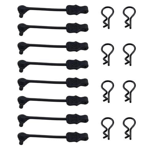8PCS TGCWENG Universal RC Body Clips w/Pull Tabs Car Clips R Clips for All 1/10 1/12 Scale TRX4 Losi HPI Arrma Kyosho Himoto RC Car Truck Crawler Body Shell Upgrades (1.2mm Black Clips+Black Pull) - color: Black Clips+Black Pull