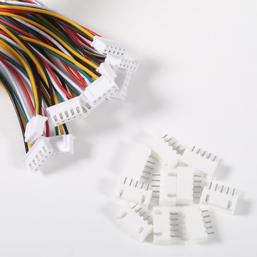 Alinan 20pcs JST-XH2.54mm 5 Pin Connector Kit, Included 10pcs Mini 5 Pin 24AWG Female Connector Plug with 150mm Cable Wire and 10pcs Micro 5Pin Male Connector Plug - color: 5Pin 24AWG 150mm Cable