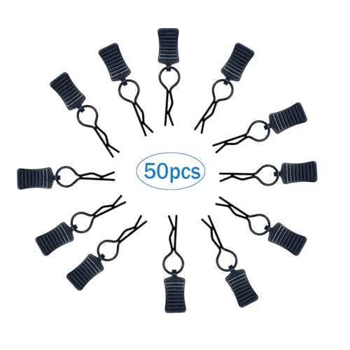 50pcs RC Body Clips with Pull Tabs for All 1/8 1/10 1/12 Scale Traxxas Redcat Axial Arrma HSP Redcat HPI Himoto Tamiya RC Car Truck Buggy Parts (1.2mm Rod Black Clips and Tabs) - size: 1.2mm Rod Black Clips and Tabs