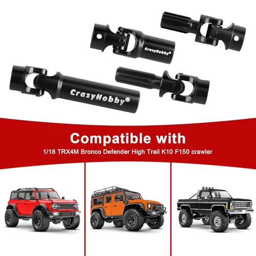 2PCS RC Drive Shafts Front Rear Centre Shaft Heavy Duty Steel for TRX4M 1/18 RC Crawler Upgrades (Black) - color: Black