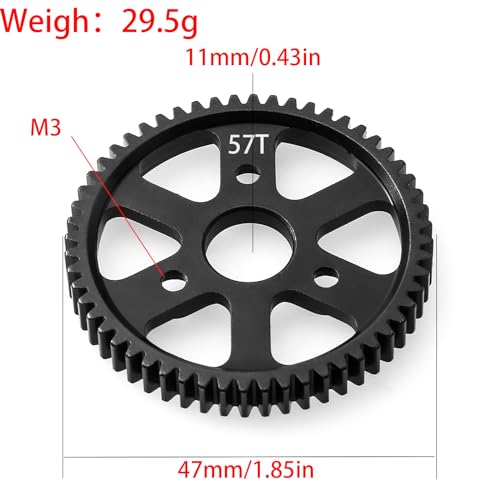 32P Spur Gear, 57T 0.8 Metric Pitch, Compatible with 32P, Hardened Steel 57 Tooth 0.8M Spur Main Gear for 1/10 TRAXXAS Ford Rustler Slash Stampede 4X4 Summit T-Maxx E-REVO Jato Arrma - size: M0.8-Spur Gear-57T