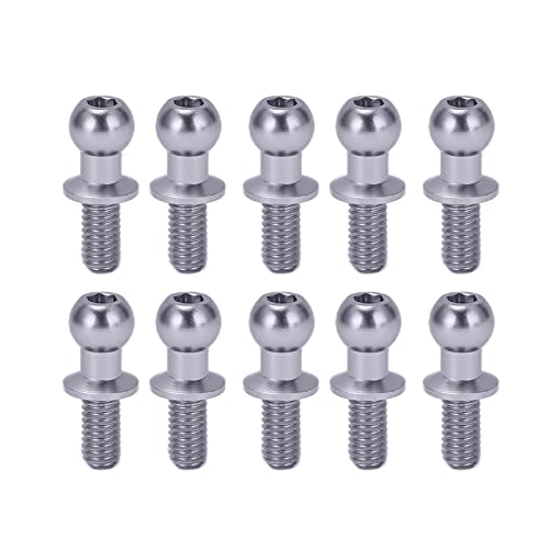 10pcs RC Aluminum Alloy Ball Link Track Rod Ball Screw Link Rod Shock Absorber End Compatible with TT01 TT02 RC Car(Sliver)