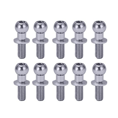 10pcs RC Aluminum Alloy Ball Link Track Rod Ball Screw Link Rod Shock Absorber End Compatible with TT01 TT02 RC Car(Sliver)