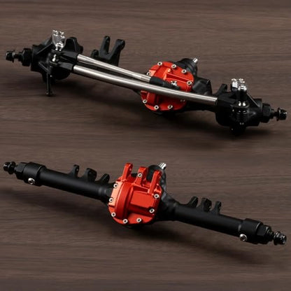 Aluminum Offset Straight Axle with Panhard Mount for Vanquish VS4-10 SCX10 II 1/10 RC Crawler Cheater Rigs (Black Front Rear) - color: Black Front Rear