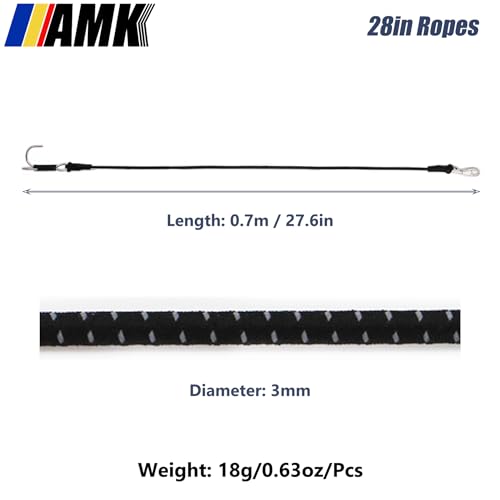 AMK 4Pcs 28in 1/10 Scale Elastic RC Crawler Tow Ropes with Hook Kinetic Winch Straps for Axial SCX10 Accessries TRX6 TRX4 Upgrades Gen7 Gen8 Tamiya D90 TF5 RC Car Boat (Blue) - color: Blue