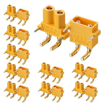 ELFCULB 10 Pairs Amass XT30PW Connectors,XT30 Male Female Connectors for Mini-UAV Robot (Yellow) - color: 10 Pairs XT30PW