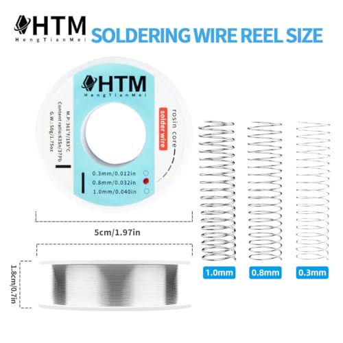 HengTianMei Tin Lead 63/37 Rosin Core Low Temp Solder Wire For Electronics Components And DIY repair(0.8mm/50g) - size: 0.8mm/50g