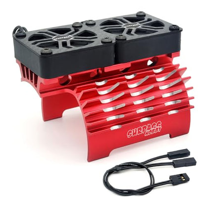 RC Cooling Fans 16000RPM,40mm Dual Car Motor Cooling Fans with Metal Heatsink for 1/5 1/6 Scale RC Car Truck Diameter 55-58mm Motor (Red) - style: Red