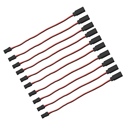 10PCS 3 Pin Servo Extension Cable Futaba JR RC Car Helicopter Aircraft Brass Core Connector Wire (200mm Male to Female) - size: 200mm male to female