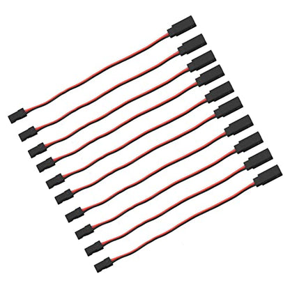 10PCS 3 Pin Servo Extension Cable Futaba JR RC Car Helicopter Aircraft Brass Core Connector Wire (200mm Male to Female) - size: 200mm male to female
